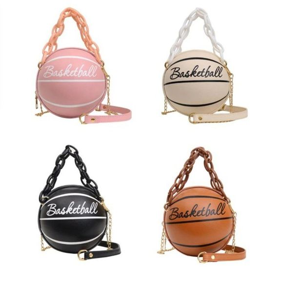 🏀🏀Basketball Shaped Crossbody Handbag Chain Handle -White🏀🏀 - Picture 2 of 10